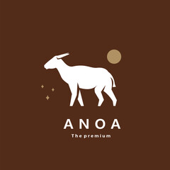 animal anoa natural logo vector icon silhouette retro hipster