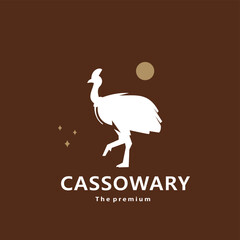 animal cassowary natural logo vector icon silhouette retro hipster