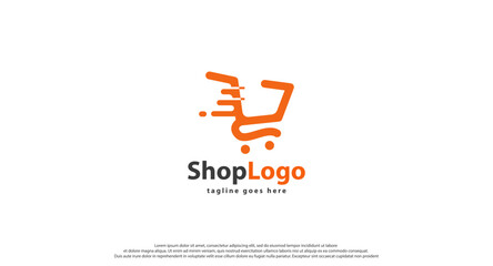 Online Shop Logo designs Template. Illustration vector graphic of shopping cart and shop bag combination logo design concept. Perfect for Ecommerce, sale, discount or store web element.