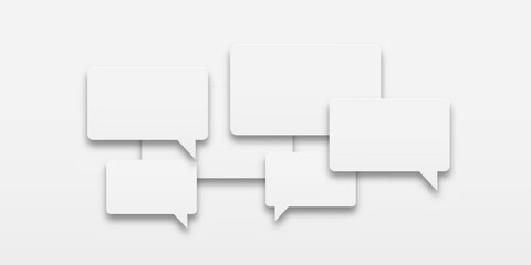 Set of speech bubbles icons. White speech bubbles on a white background. Communication between people, a kind of active conversation. Balloons Communication Header. Vector illustration.