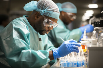 laboratory assistants doing research in the laboratory - obrazy, fototapety, plakaty