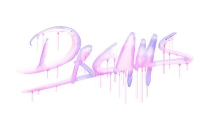 Dreams Word in Watercolor. Drpping. Transparent PNG