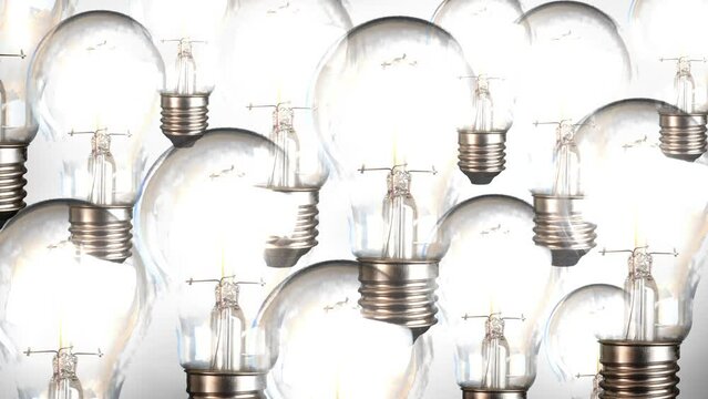 LED lightbulbs turns on one after another in turn