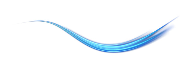 Naklejka premium Blue dynamic lights and light lines, with flying sparks effect. For concepts of science, light, speed, futuristic and energy. PNG.