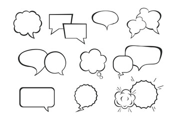 Colorful speech comic talk doodle bubble isolated set. Vector flat graphic design illustration
