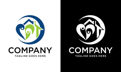 Creative heart and happy family house logo, logo house care, healthy community, housing community, charity symbols, help logo, home person, happiness, we care logo.