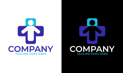 Creative Healthy people logo with medical cross symbol and bubble variation in simple design