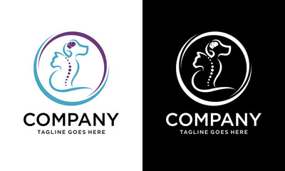 Creative logo spine pet dog and cat modern illustration.
