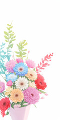 カラフルな花の鉢植えのイラスト