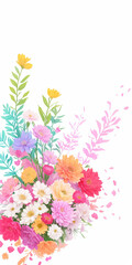 明るい色合いの花束のイラスト