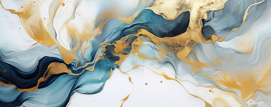 Abstract marble background, gray, White, Cyan  blue agate texture with thin gold veins.