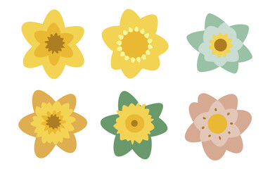Abstract flowers vector clipart. Spring illustration.