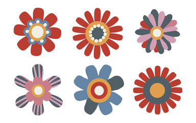 Abstract flowers vector clipart. Spring illustration.