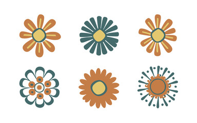 Abstract flowers vector clipart. Spring illustration.