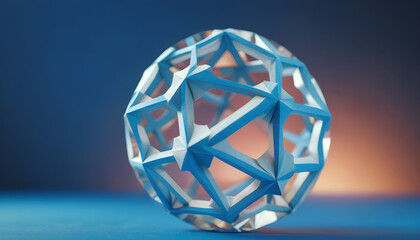 Polyhedron sphere against blue background