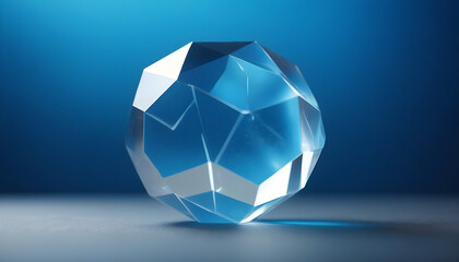 Polyhedron sphere against blue background