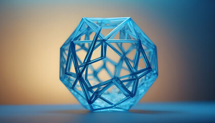 Polyhedron sphere against blue background