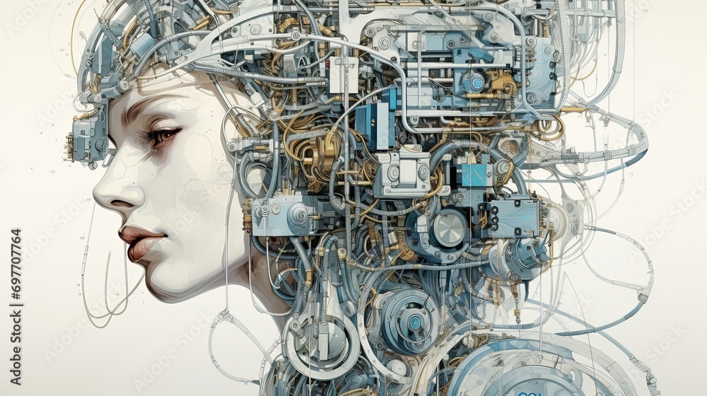 Poster Signifies the integration of machines and humans, focusing on feedback and control mechanisms