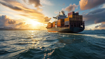 The cargo ship logistics shipping - obrazy, fototapety, plakaty