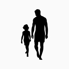 vector illustration of father and son going swimming