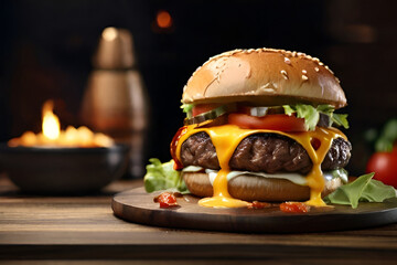 Double Beef Burger Display Photos HD Resolution