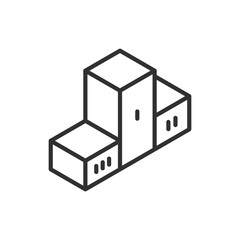 Pedestal, linear icon isometric style. Line with editable stroke