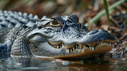 Fototapeta premium Everglades Encounter: Alligator in the Wild