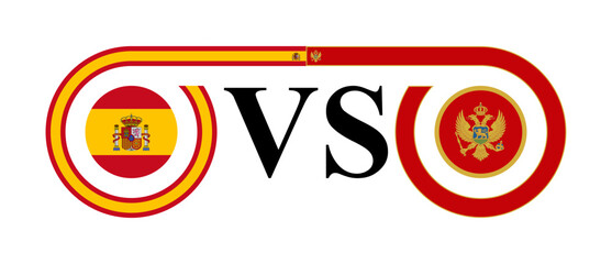 concept between spain vs montenegro. vector illustration isolated on white background