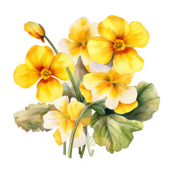 Obraz na płótnie Canvas yellow Primrose ,illustration watercolor (4)