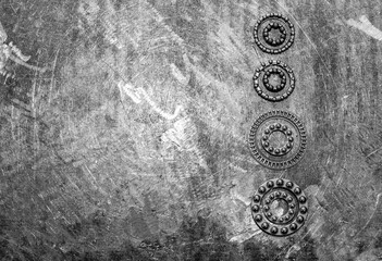 rolling bearings located on the right on a black and white steel background