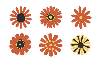 Abstract flowers vector clipart. Spring illustration.