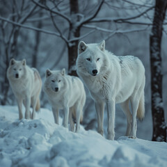 Arctic Wolf Pack in Winter Landscape