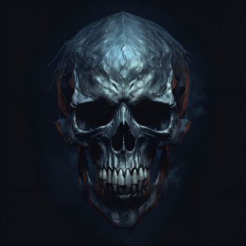 skull on black background, Human skull isolated on black background, a stark representation of mortality and the transient nature of life.