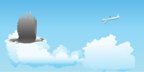 Fototapeta premium Royal eagle flying over the clouds.Vector illustration.