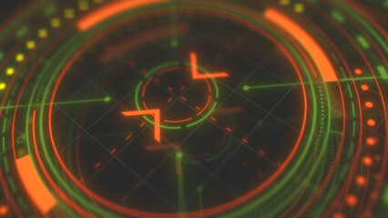 Electronic radar. Scientific Engineering. Future technologies. Neon lights.Blur. illustration.