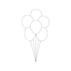 Balloon continuous Single line art, One sketch outline drawing vector illustration
