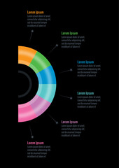 half circle infographic template. six option informational templates. internet, web, business, annual report, magazine infographic template