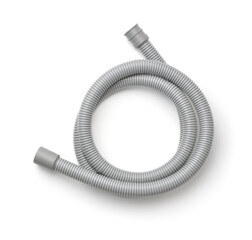Top view of gray plastic corrugated hose