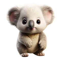 Obraz premium 3d koala bear cartoon, isolated transparent on background, cutout, png