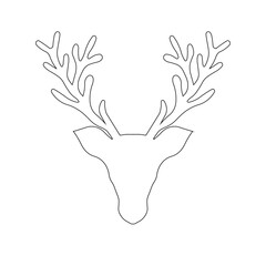 Deer head antlers one line art logo design vector illustration diagram