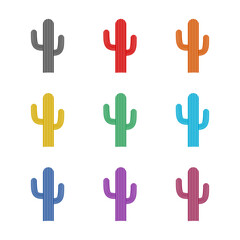 Cactus icon isolated on white background. Set icons colorful