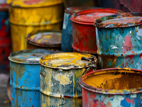 Paint Cans Waste. Old Paint Cans. Household hazardous waste