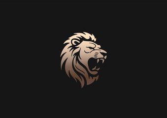 Logo, lion head black, white, gold
