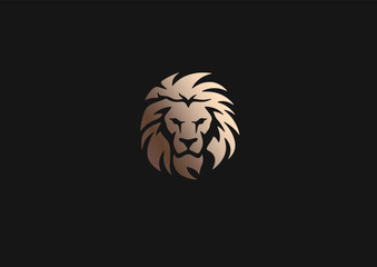 Logo, lion head black, white, gold