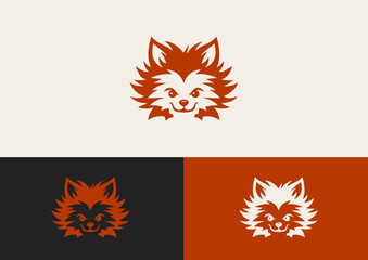 Minimalistic sly dog ​​logo. Orange tones