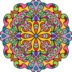 Mandala. Ethnic round ornament. Element for a coloring book cover. Vector illustration.