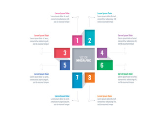 colored squares, colored rectangles infographic template. business, education, annual report, internet, magazine infographic template. eight options infographic template