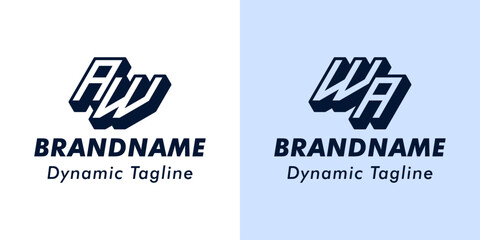 Letter AW and WA 3D Monogram Logo. Suitable for business with AW or WA initials