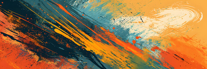 Abstract Artistic Background with Vibrant Orange and Blue Strokes