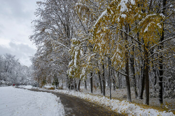Winter view of South Park in city of Sofia, Bulgaria